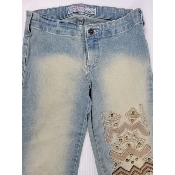 Vintage Sweet November Womens 4 Blue Boho Hippie Jeans Embroidered Wide‎ Leg - Picture 3 of 15